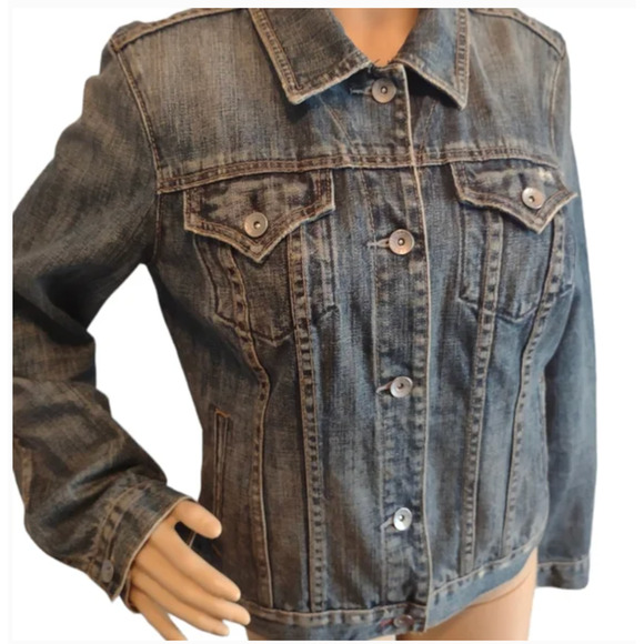 GAP Vintage Distressed 1969 Limited Edition Denim Jean Trucker Jacket Y2K MEDIUM - Picture 1 of 11